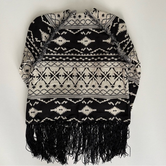 NWT RORY BECA Black Cream Silk Fringe Allover Patterned Jacket Size XS MSRP $220 - Picture 2 of 11